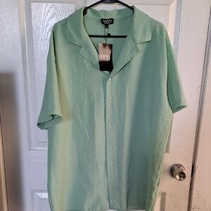 Boohoo Mint Green Casual Button Down Shirt